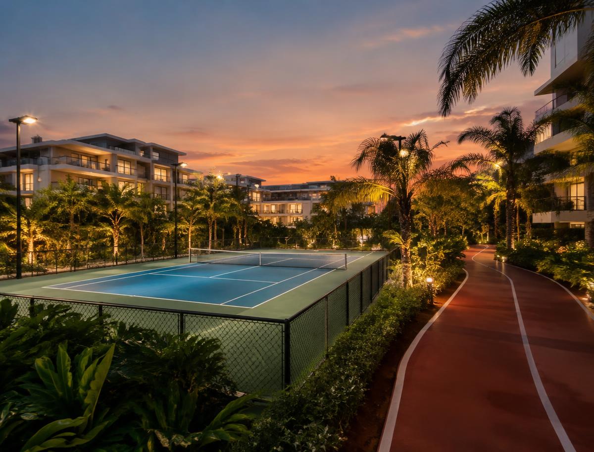 Godrej Verano sports amenities with tennis court and jogging track